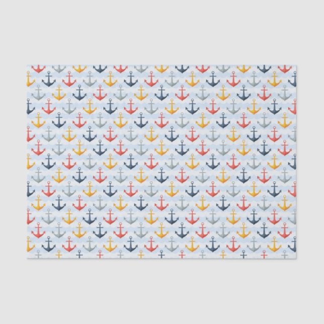 Nautical Pattern with Anchors Tissue Paper (Front)