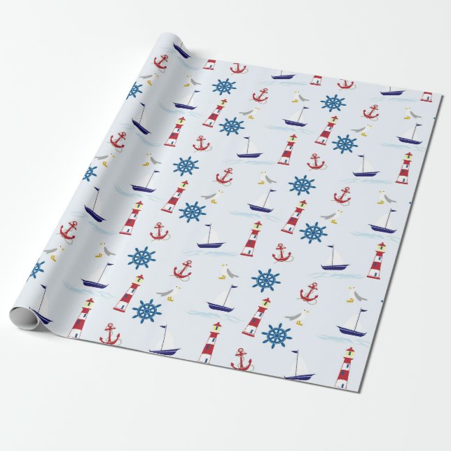 Nautical Pattern Wrapping Paper (Unrolled)