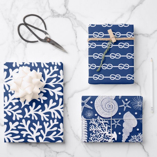 Nautical Pattern Wrapping Paper Sheet (Front)