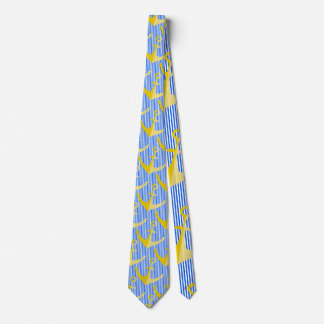 Nautical pattern yellow anchor neck tie