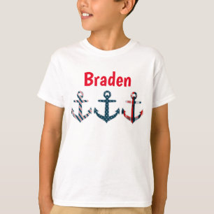 Nautical Patterned Anchors Personalized T-shirt