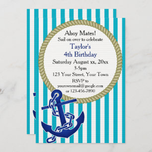 Nautical Personalised Birthday Party Invitation