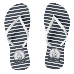 Nautical Personalised Blue Jandals