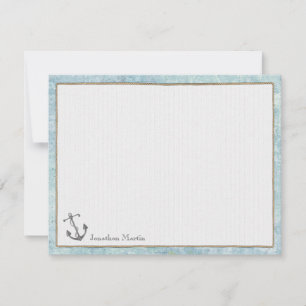 Nautical Personalised Flat Note Cards - Anchor