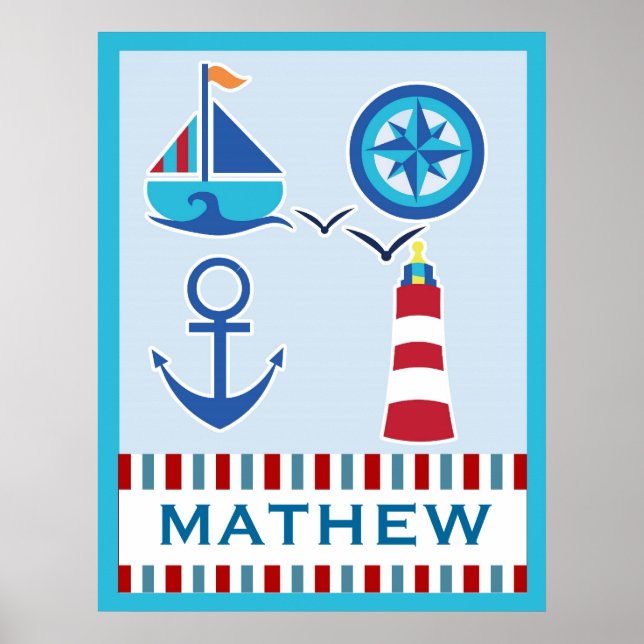Nautical Personalised Name Art Print (Front)