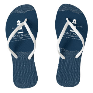 Nautical Personalised Navy Blue lighthouse Boat Jandals