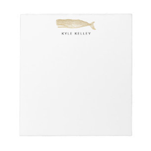 Nautical Personalised Notepad, Gold Whale Notepad