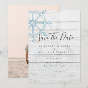 Nautical PHOTO Save Dates Modern Ocean Beach Sea