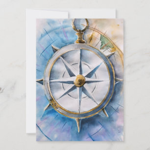 Nautical Piece In Watercolors Holiday Card