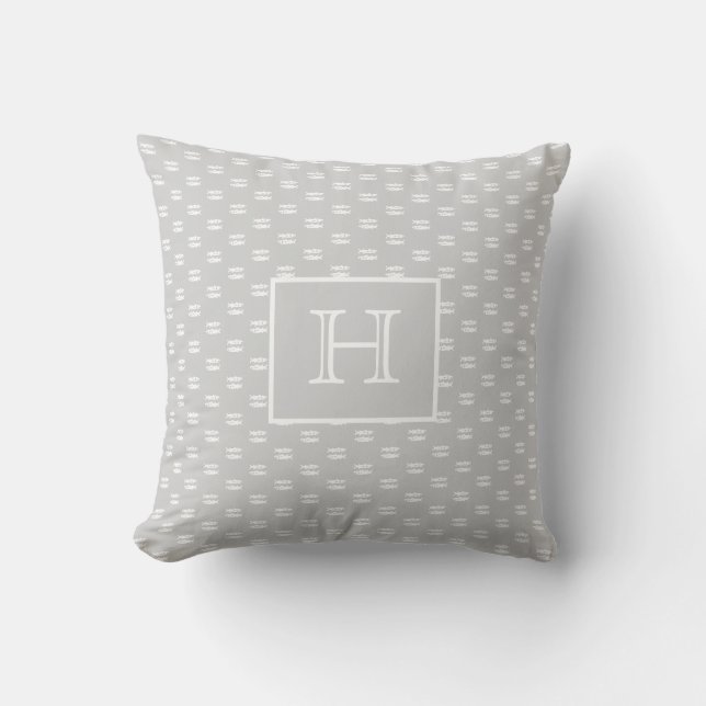 Nautical Pieces pattern white fish on grey Cushion (Front)
