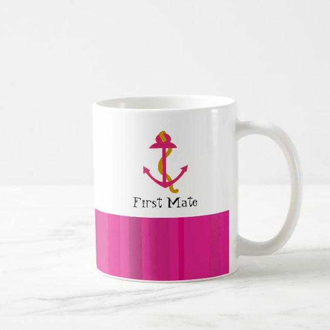 Nautical Pink Boat Anchor Coffee Mug (Right)