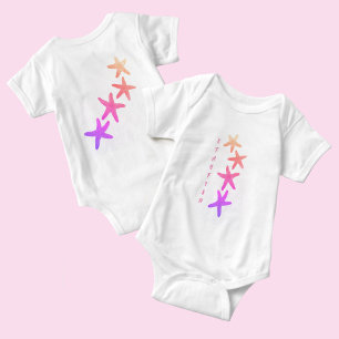 Nautical Pink Ombre Starfish  White Baby Bodysuit