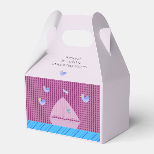 Nautical Pink Sailboat Favour Box (Front Side)