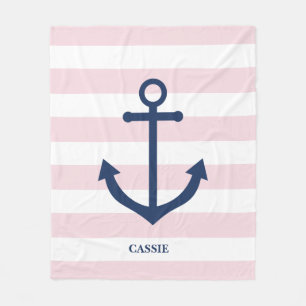 Nautical pink striped kid’s blanket - personalis