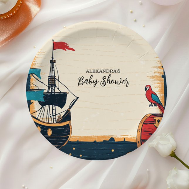 Nautical Pirate Baby Shower Paper Plate (Creator Uploaded)