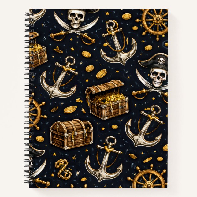 Nautical Pirate Pattern Notebook (Front)