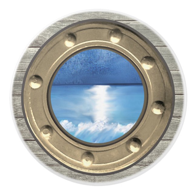 Nautical Porthole Ceramic Pull (Front)