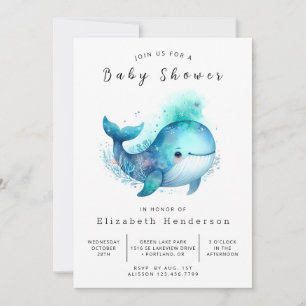 Nautical Printable Whale Baby Shower Invitation