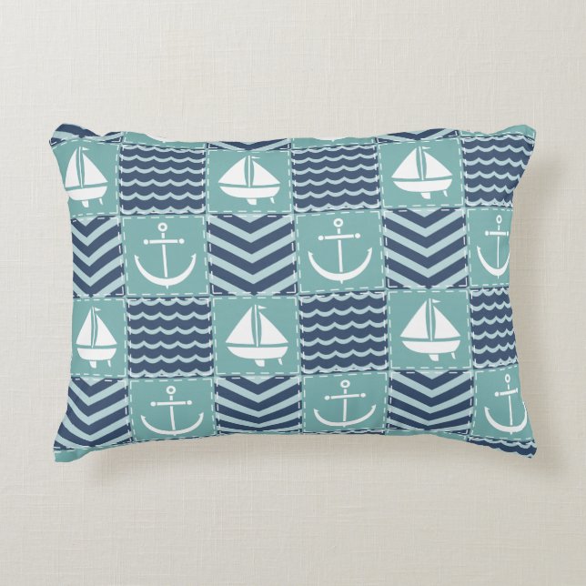 Nautical Quilt Accent Pillow (Front)