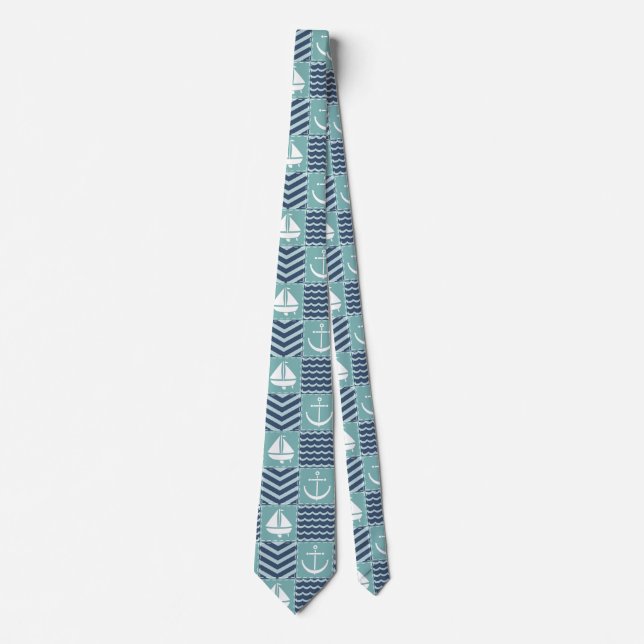Nautical Quilt Men's Neck Tie (Front)