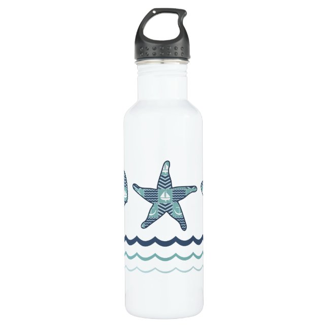 Nautical Quilt Water Bottle (Front)