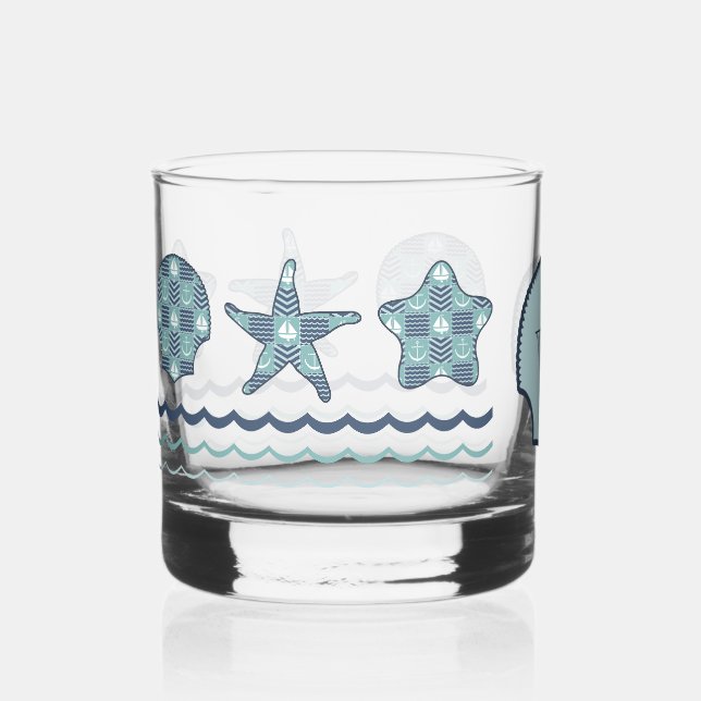 Nautical Quilt Whiskey Glass (Front)