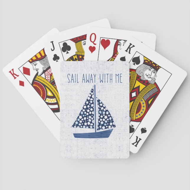 Nautical Quote | Sail Away With Me Playing Cards (Back)
