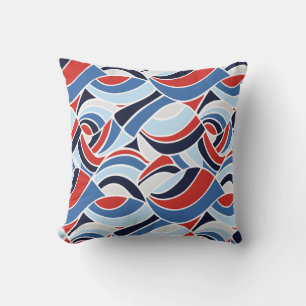 Nautical Red and Blue Abstract Design Throw Pillow