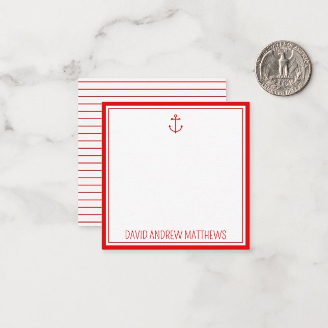 Nautical Red and White Anchor Personalised Card (Front/Back In Situ)