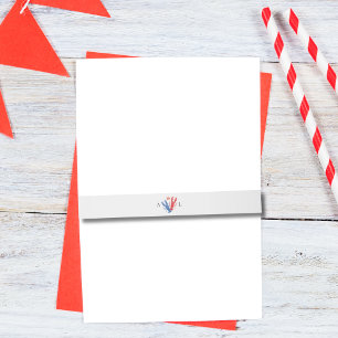 Nautical Red Blue Lobster Wedding Monogram Invitation Belly Band