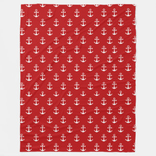 Nautical Red Fleece Blanket