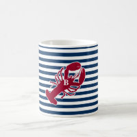 Nautical Red Lobster Monogram Blue White Stripe