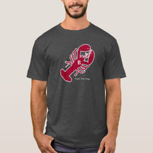 Nautical Red Lobster Monogram Blue White Stripe T-Shirt