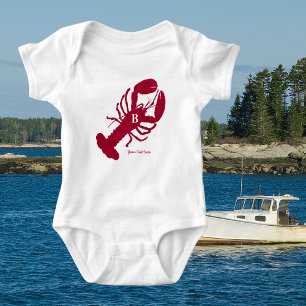 Nautical Red Lobster Personalised Monogram Baby Bodysuit