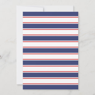 Nautical Red & Navy Blue Stripes Invitation