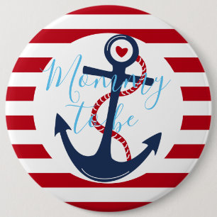 Nautical Red White Anchor Baby Shower Mummy-to-be 6 Cm Round Badge