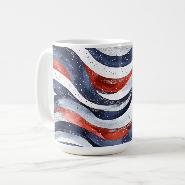 Nautical Red White Blue   Coffee Mug (Front Left)