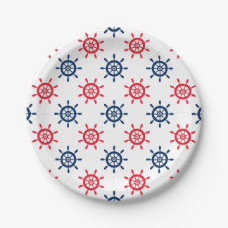 Nautical Red White Blue Fun Celebration Paper Plate