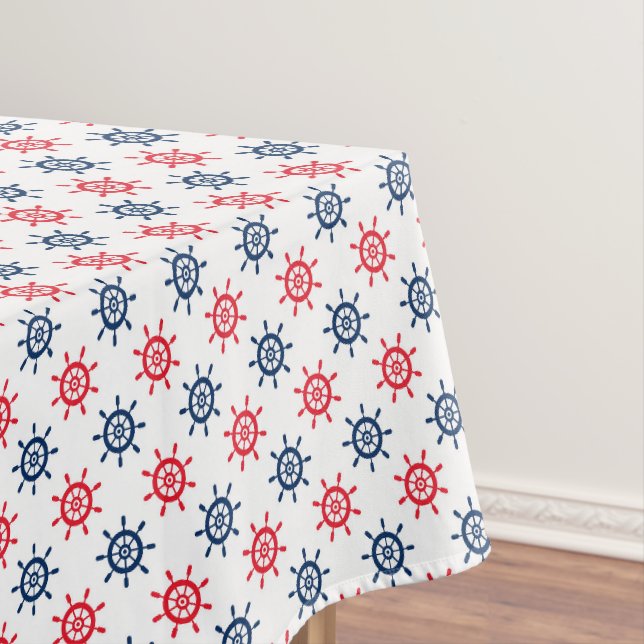 Nautical Red White Blue Fun Patriotic Celebration Tablecloth (In Situ)