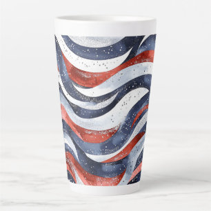 Nautical Red White Blue   Latte Mug