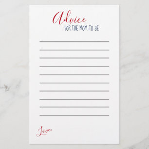 Nautical Red White Stripe Baby Shower Advice Cards