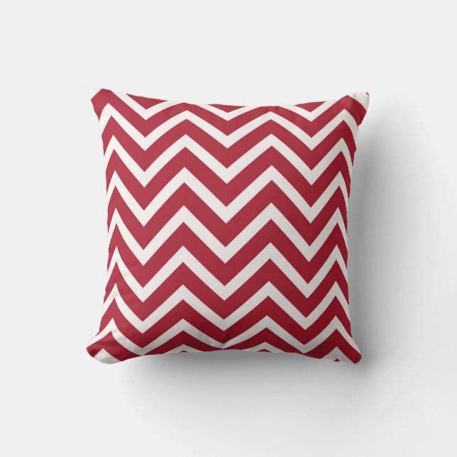 Nautical Red White Zig Zag Throw Pillow (Front)