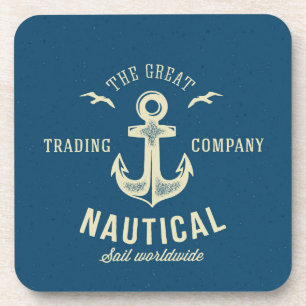 Nautical Retro Logo Coaster