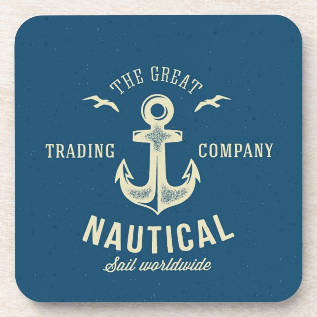 Nautical Retro Logo Coaster (Front)