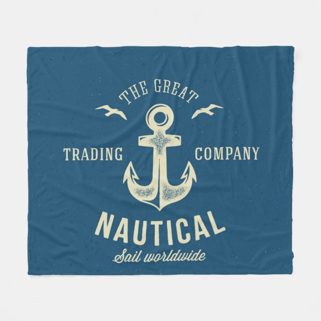 Nautical Retro Logo Fleece Blanket (Front (Horizontal))