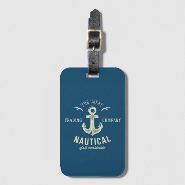 Nautical Retro Logo Luggage Tag (Front Vertical)