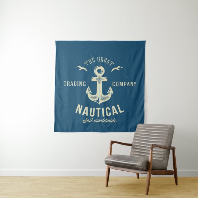 Nautical Retro Logo Tapestry (In Situ (Horizontal))