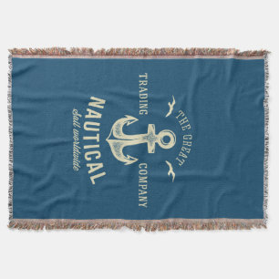 Nautical Retro Logo Throw Blanket
