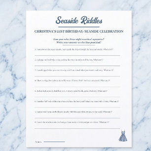 Nautical Riddles Birthday Party Game One Sheet