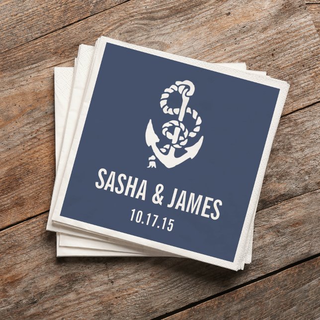 Nautical Rope & Anchor Personalised Napkin (Creator Uploaded)